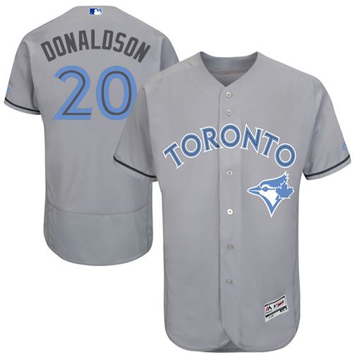 Blue Jays #20 Josh Donaldson Grey Flexbase Authentic Collection Father's Day Stitched MLB Jersey